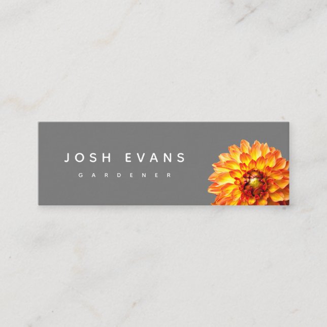 Dahlia Floral Minimalistisch Mini Business Card Mini Visitenkarte (Vorderseite)