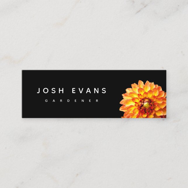 Dahlia Floral Minimalistisch Mini Business Card Mini Visitenkarte (Vorderseite)