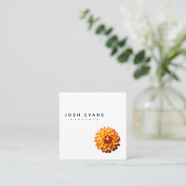 Dahlia Floral Minimalistisch Square Business Card Quadratische Visitenkarte