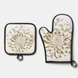 Dahlia Floral  Ofenhandschuh & Topflappen-Set