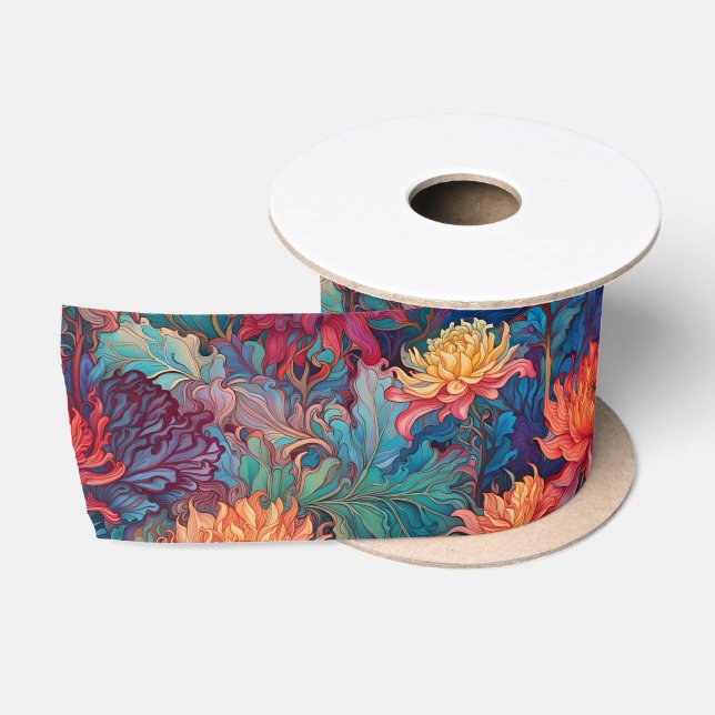 Dahlia Floral Tapestry Satinband (Spule)