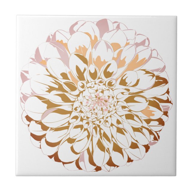 Dahlia flower ceramic accent tile - sepia tones fliese (Vorderseite)