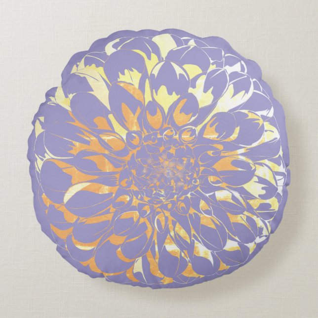 Dahlia flower purple pillow  rundes kissen (Vorderseite)