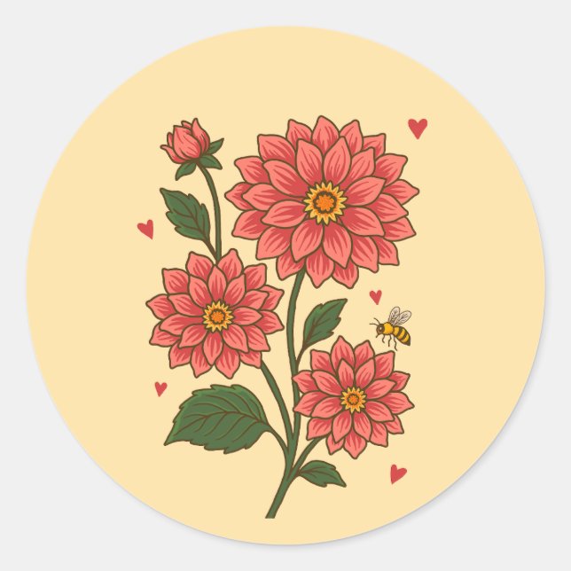 Dahlia Flower Runder Aufkleber (Vorderseite)