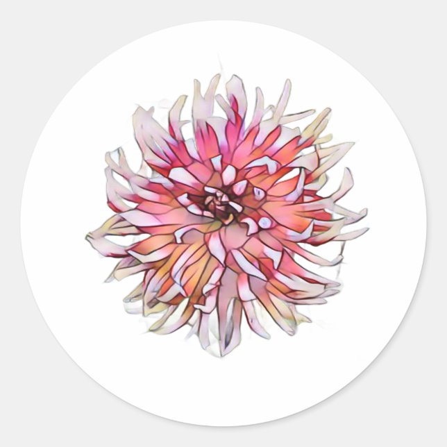 DAHLIA FLOWER RUNDER AUFKLEBER (Vorderseite)