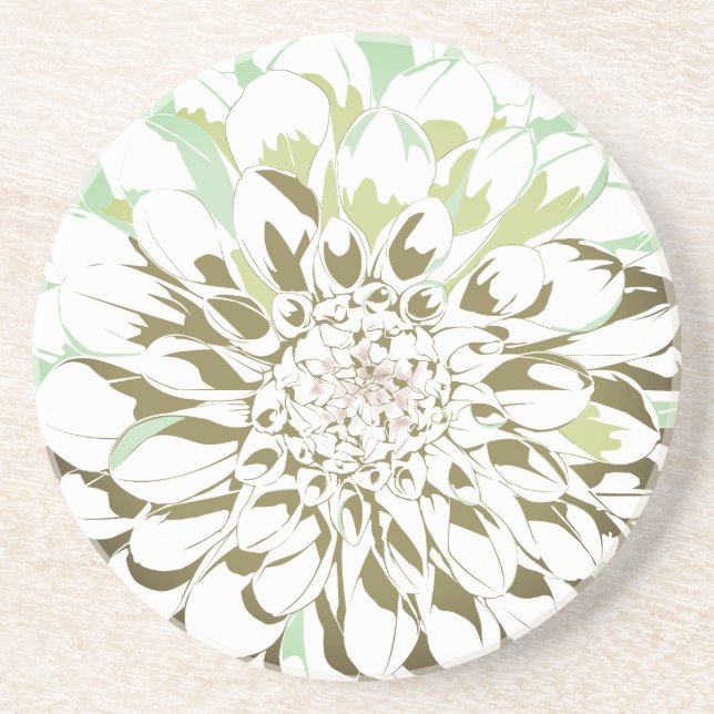 Dahlia flower stone coaster - round getränkeuntersetzer (Vorne)