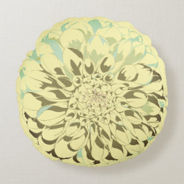 Dahlia flower yellow pillow  rundes kissen