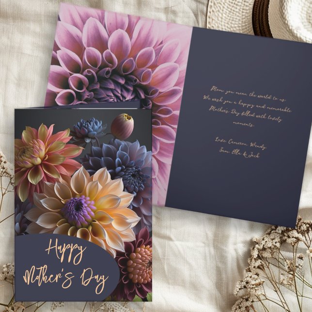 Dahlia Flowers Happy Mothers Day Greeting Card (Créateur téléchargé)