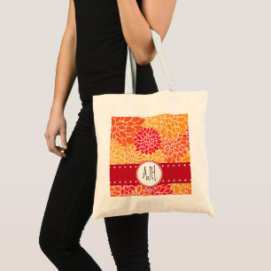 Dahlia Flowers, Orange Dahlia, Monogram Tragetasche