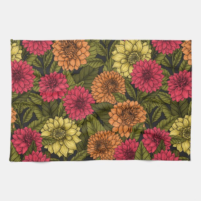 Dahlia Garden Geschirrtuch (Horizontal)