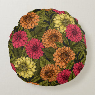 Dahlia Garden Rundes Kissen