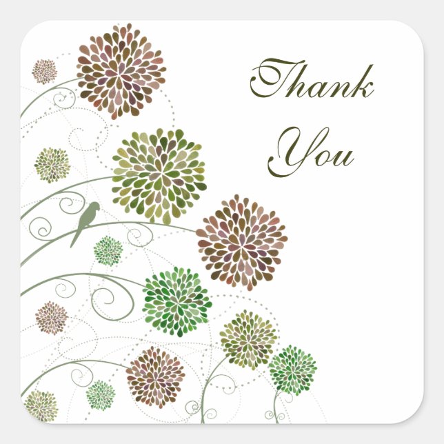 Dahlia Garden Wedding Danke Square Sticker (Vorderseite)