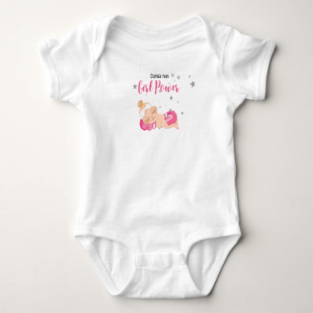 Dahlia hat Power. Personalisieren Sie diesen Bodys Baby Strampler (Vorderseite)