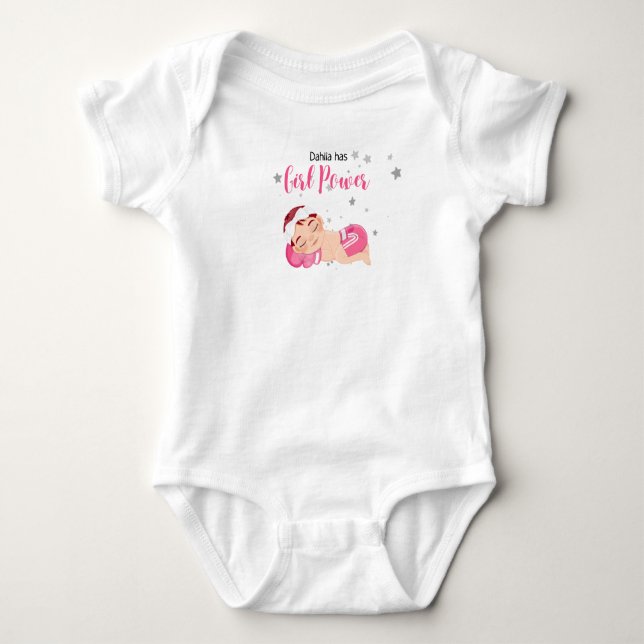 Dahlia hat Power. Personalisieren Sie diesen Bodys Baby Strampler (Vorderseite)