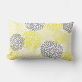 Dahlia jaune et gris / coussin rectangulaire pour 