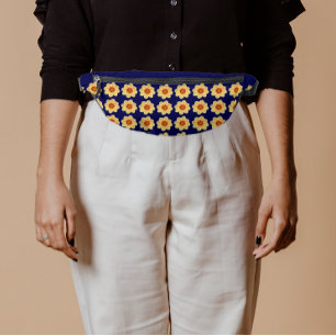 Dahlia jaune motif floral sur bleu