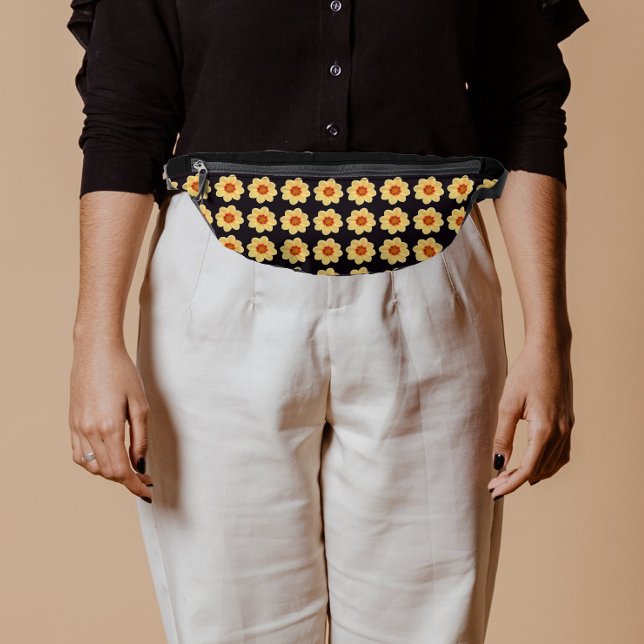 Dahlia jaune motif floral sur noir (In Situ)