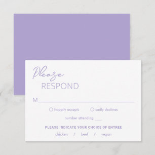 Dahlia Lavender Moderne Hochzeit RSVP Karte