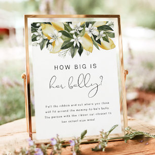 DAHLIA Lemon Wie groß ist ihr Bauch Baby Shower Po Poster