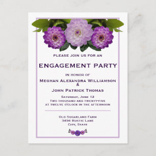 Dahlia Lila Floral Wedding Party Postkarte