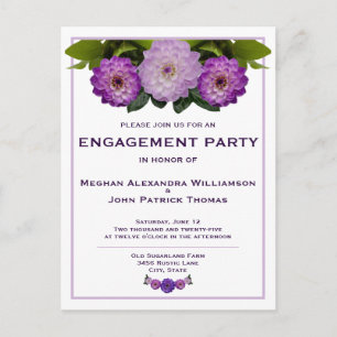 Dahlia Lila Floral Wedding Party Postkarte