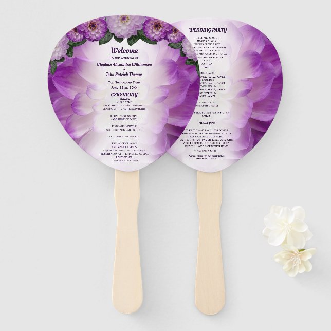 Dahlia Lila Lavender Floral Wedding Program Fächer (Vorne und Hinten)