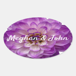 Dahlia Lila Lavender Lilac Floral Wedding Ovaler Aufkleber