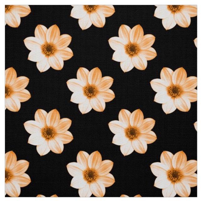 Dahlia Muster - Lt Orange auf schwarz Stoff (Muster)