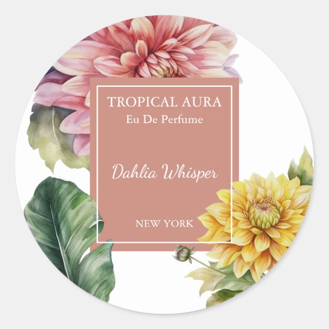 Dahlia Parfüm Etikett Runder Aufkleber (Vorderseite)