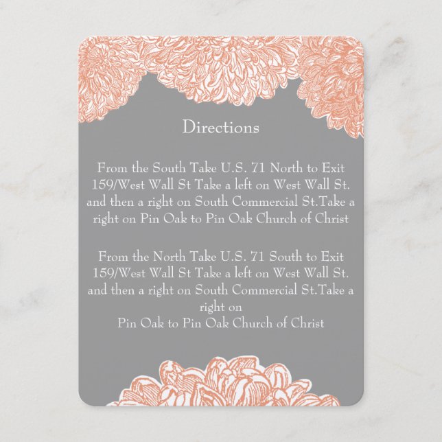 Dahlia Peach Coral Wedding blühend Begleitkarte (Vorderseite)