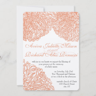 Dahlia Peach Coral Wedding blühend Einladung