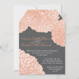 Dahlia Peach Coral Wedding blühend Einladung
