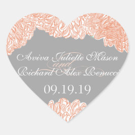 Dahlia Peach Coral Wedding blühend Herz-Aufkleber
