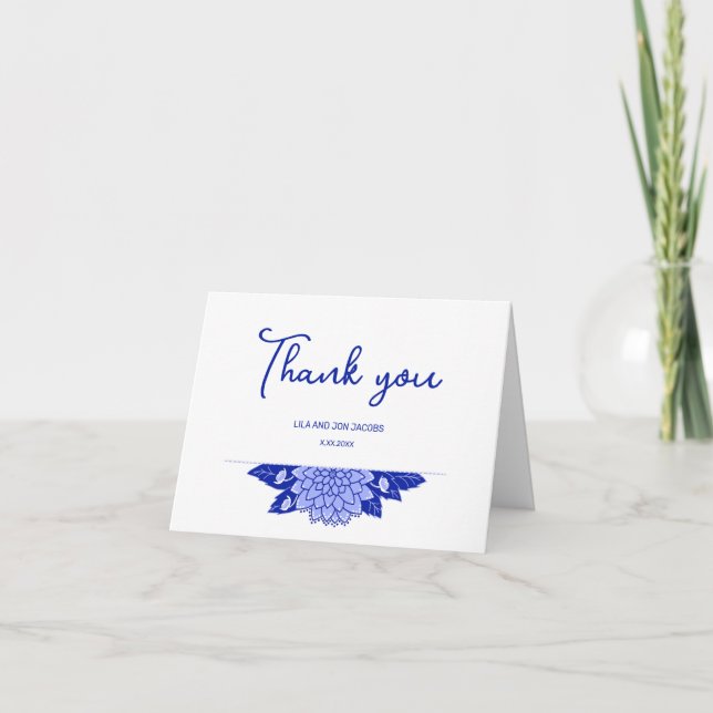 Dahlia Personalisiert Wedding Dankeschön Card Dankeskarte (Vorderseite)
