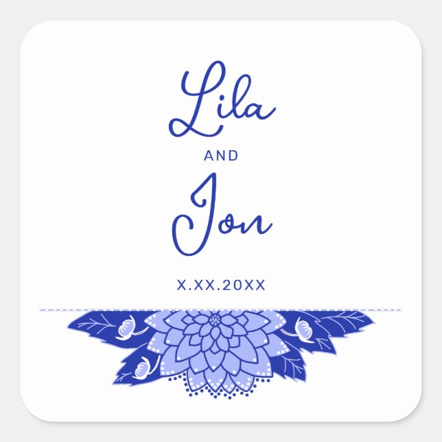 Dahlia Personalisiert Wedding Stickers (Vorderseite)