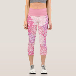 Dahlia Pink Lila Botanische Blüte Capri Leggings