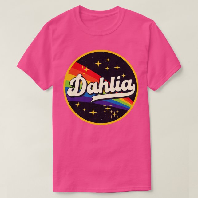 Dahlia Rainbow in Space Vintag Style T-Shirt (Design vorne)