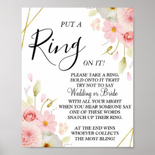 Dahlia & Roses - Put a Ring Brautparty-Spielschild Poster