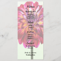 Dahlia Rouge Tinté Avec Menu Mariage Jaune