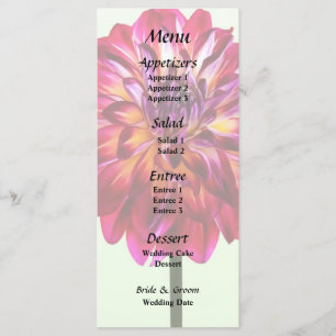 Dahlia Rouge Tinté Avec Menu Mariage Jaune