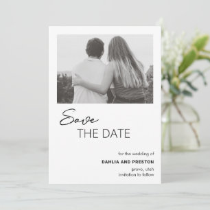 Dahlia Schwarz und Weiß Moderne Hochzeit Save The Date