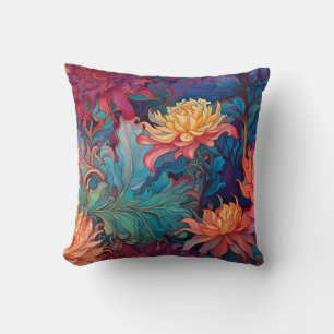 Dahlia Tapestry Rot-Blau-Goldwurfkeule Kissen