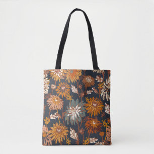 Dahlia und Chrysanthema fett und nahtlos, ein Tasche