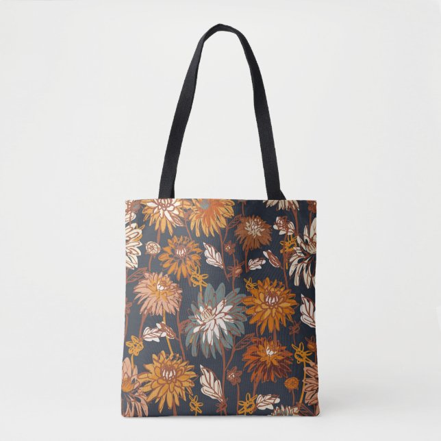 Dahlia und Chrysanthema fett und nahtlos, ein Tasche (Vorderseite)