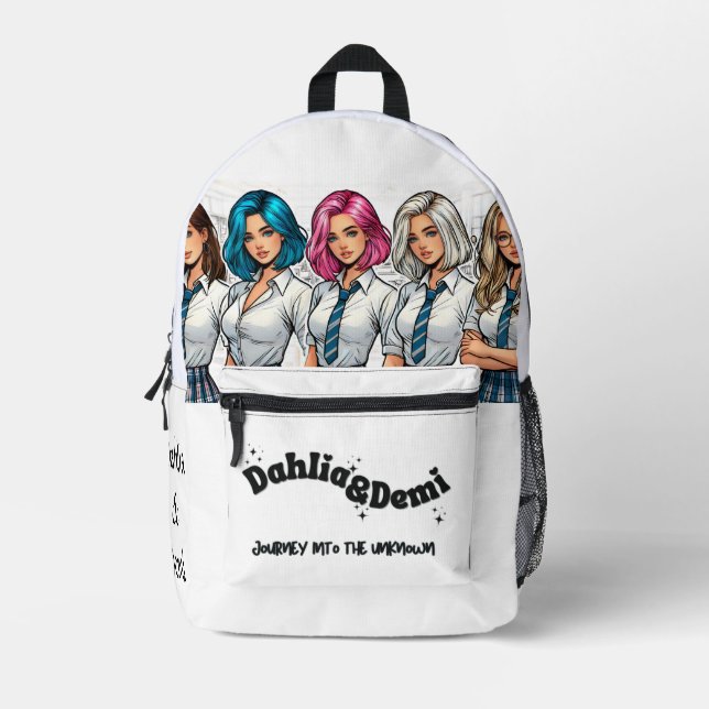 Dahlia und Demi Backpack weiß Bedruckter Rucksack (Vorderseite)