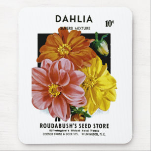 Dahlia Vintag Seed Packet Mousepad