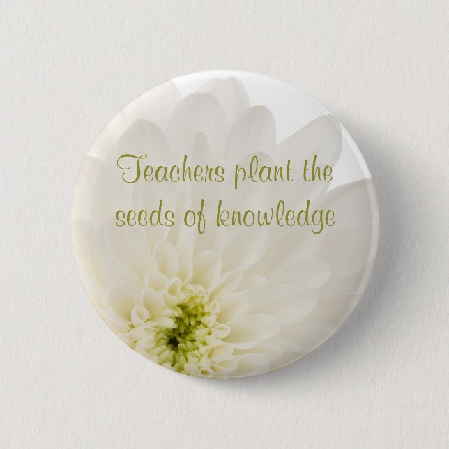 Dahlia White Blume Teacher Button (Vorderseite)