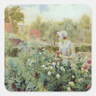 Dahlias, 1896 quadratischer aufkleber