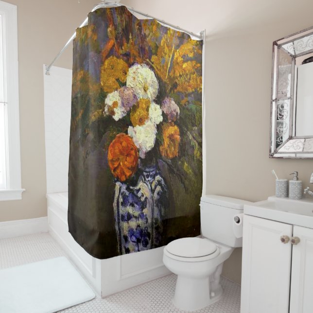 Dahlias, berühmtes Bild von Paul Cezanne Duschvorhang (Beispiel)