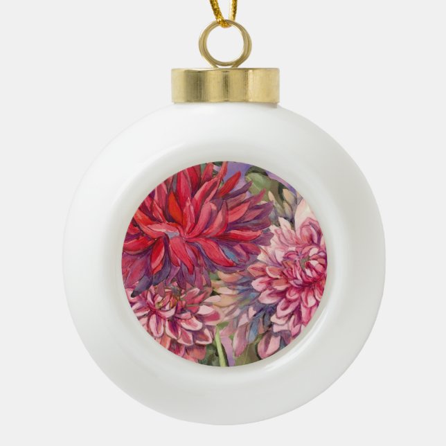 Dahlias-Blume Keramik Kugel-Ornament (Vorderseite)